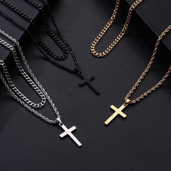 Gold Mens Cross Necklaces
